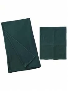 2pcs Set: Jersey Hijab & Underscarf Set, Solid Color Soft Breathable Modal Fabric, 1 Simple Tube Cap Hijab + 1 Lightweight Modal Hijab Scarf, Suitable For Daily Modest Covering - Dark Green - View 3