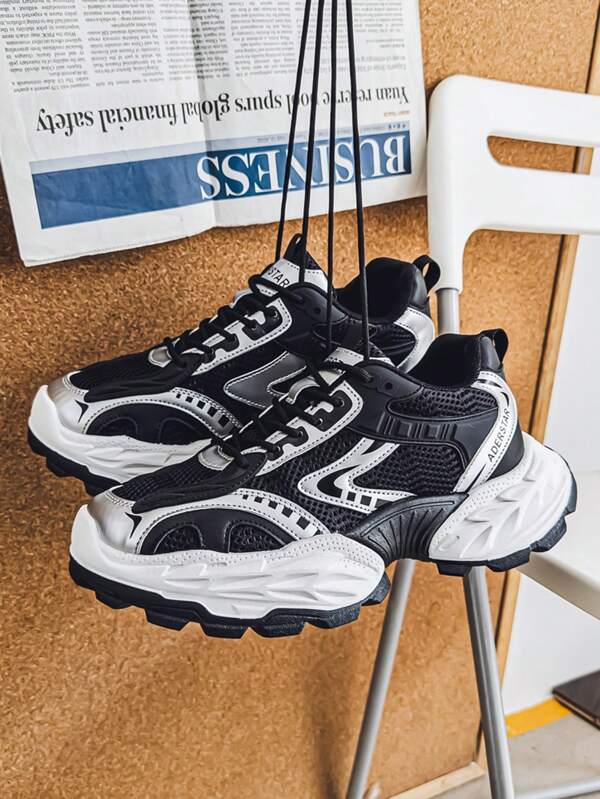 Men's Comfortable Outdoor Casual Fashion Breathable Thick Sole Low-Top Chunky Sneakers, Summer