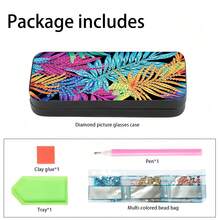 1 件 DIY 5D 钻石画眼镜收纳盒套件 - 彩色叶子图案，亚克力艺术工艺品眼镜盒，带不对称亚克力钻石，手工工艺品，艺术眼镜收纳盒，适合旅行，可用作礼物 - 彩色 - 查看 6