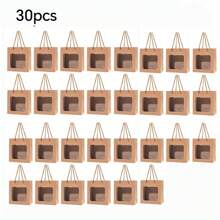 5/10/20/30pcs Kraft Paper Gift Bags With PVC Transparent Window And Handle, Gift Packaging Bags For Birthday Wedding Party Flower Shop Christmas