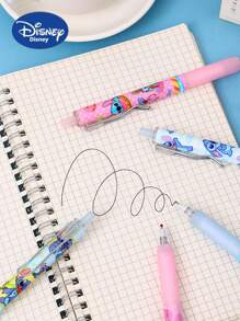 Disney Disney Stitch Collectible Press-Type Gel Pen Set - Officially Licensed Blue Character Case With ST Metal Clip, 0.5mm Quick-Dry Black Ink, Premium Anime Writing Tool For Smooth Note-Taking & Sketching - Gift For Disney Enthusiasts,School Supplies,Back To School