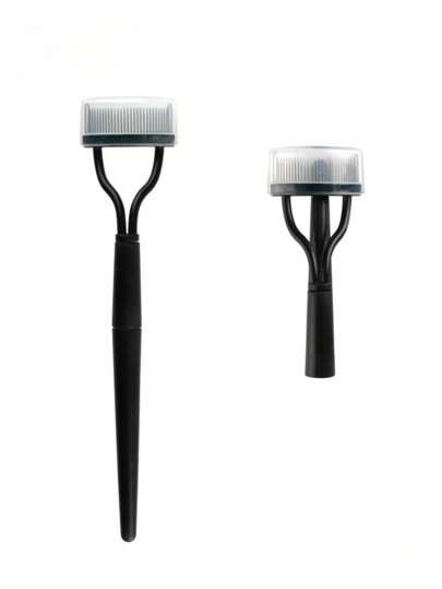 1 Pc Folding Black Steel Eyelash Comb, Stainless Steel Dense-Teeth Comb, Portable Eyelash Curler Auxiliary Makeup Tool, Fake Lash Grooming Accessory