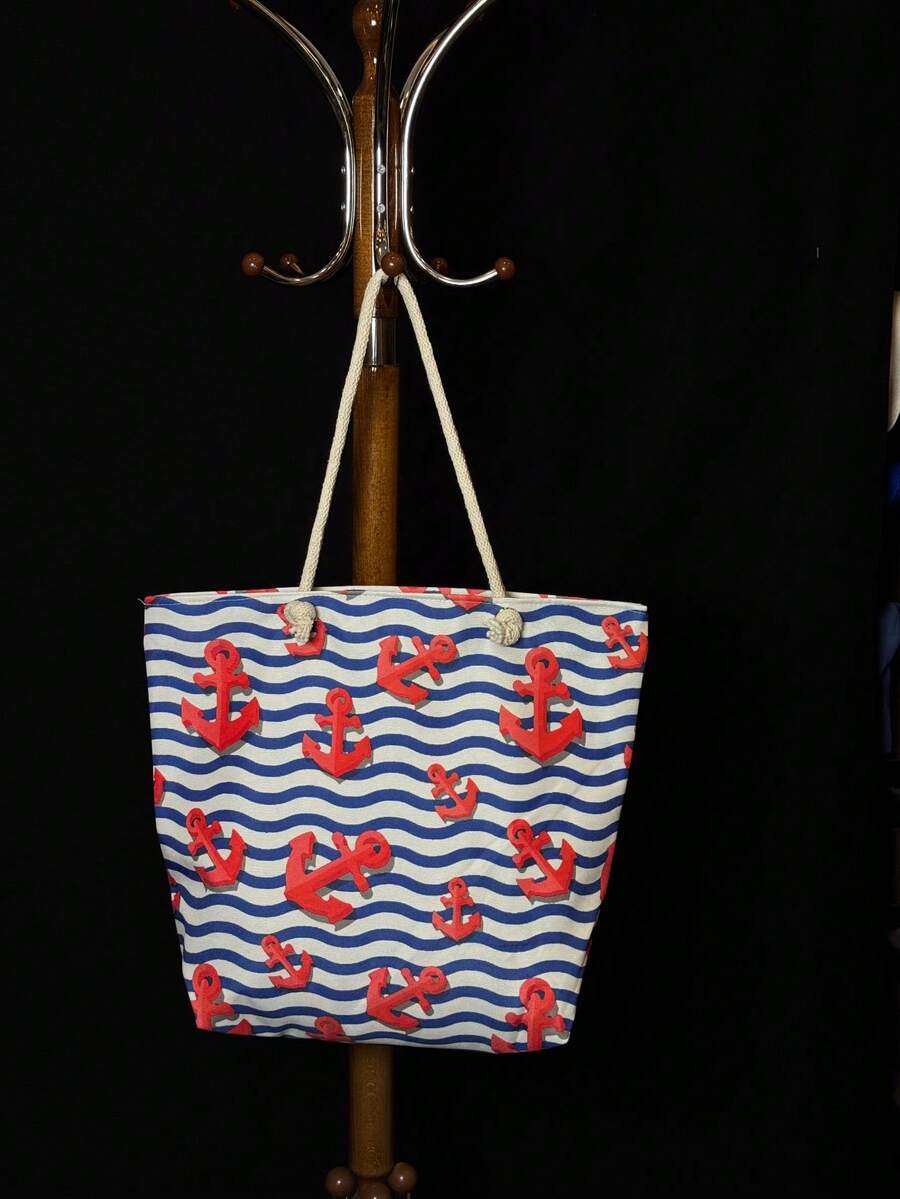 Made In Turkey - Waterproof Interlock Laminated Zippered Beach Bag - Large 45x42 Cm Durable Summer Tote For Pool, Beach, Travel - Red Violet - View 1