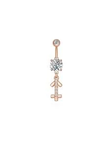 1 bucată culoare argintie culoare auriu-roz douăsprezece constelații zirconia sexy lung inel pentru buric piercing din oțel chirurgical femei inel pentru buric