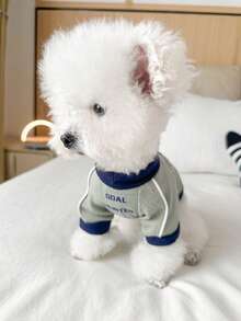 1 件休闲可爱宠物狗服装快乐足球运动员设计背心，适合小型犬和幼犬