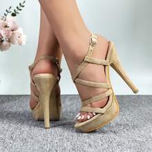 Women's Platform High Heels Shoes Sexy Stripper Strappy Heeled Sandals Open Toe Stiletto Pumps Shoes Ollie-15 - khỏa thân - Xem 2