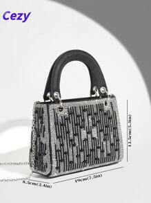 Cezy Bolso de mano elegante con decoración de strass, embrague de fiesta elegante para mujer, adecuado para fiestas, eventos y reuniones