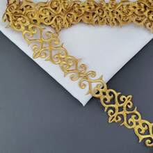 1M 7.6cm Hot Melt Adhesive Lace Trim Ribbon Crafts DIY Sewing Costumes Embroidery Golden Lace Ironing On Flower For Wedding Dresses Home Decor - Multicolor - View 2