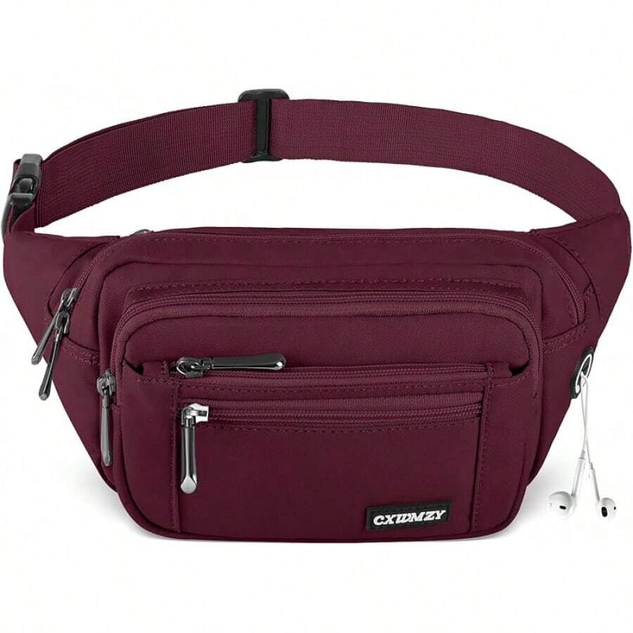 Riñoneras para mujeres y hombres, bolsa de cintura, bolsa de cadera conúltiples bolsillos, gran capacidad, impermeable, bolsa casual para viajes de, ciclismo, correr, senderismo (rosa) - Burdeos - Ver 1
