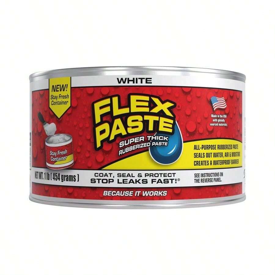Flex Paste, Waterproof Paintable Putty, Spackle Sealant, Fill Gaps Cracks Holes - Block Out Water And Air - UV Resistant - Walls, Drywall, EPDM, Concrete, Roof, RV Repairs, White, Half-Quart - Half-Quart - 查看 1