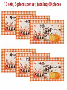1 buc/4 buc/6 buc/60 buc covorașe izolate cu veveriță, dovleac, frunze de arțar, covorașe din in Hello Autumn, covorașe ușor de curățat, potrivite pentru casă, restaurant, decor pentru masă, rechizite pentru casă