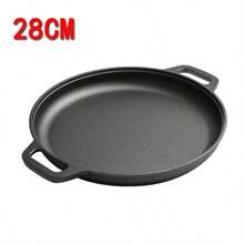 1 pieza Sartén multifuncional gruesa de hierro fundido - Antiadherente para pizza, carne a la parrilla, panqueques, apto para reuniones, barbacoas al aire libre, compatible con todas las cocinas, ideal para la cocina del hogar y la cocina al aire libre