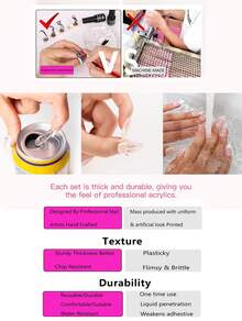 Handmade Press-On Nails Ab Diamond Glitter Powder French Fake Nails  Reusable Nails High Quality - Rose Gold - View 6