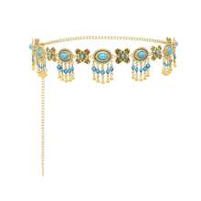 1 pièce Best-seller Chaîne de taille en fausse turquoise, bijou de corps sexy à cristaux multicouches avec gland, style vintage