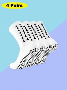 1 Pair Men's Non-Slip Soccer Socks With Footpad, Cushioned For Football/Basketball/Hockey Sports, Fall