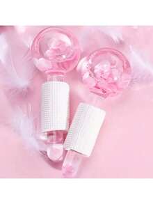 2 pièces Boule de massage en cristal transparent avec design de fleur de baguette magique pour compression chaude/froide, boule de massage énergétique, masseur facial avec paillettes, soulage l'inconfort, beauté, soins de la peau, spa, soins personnels, outils de soins de la peau, soins du visage, fournitures d'esthéticienne, massage, outil de massage du visage, rouleau de glace, rouleau de glace pour le visage