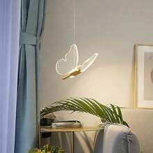 XINGOO Schmetterling Pendelleuchte, moderne Acrylschirm, LED Gold Pendelleuchte, geeignet für Treppen, Küche, Esstisch, Nachttisch, Kinderzimmer Deko, Mädchenzimmer 3000K Warmweiß Licht 110-220V