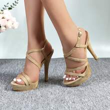 Women's Platform High Heels Shoes Sexy Stripper Strappy Heeled Sandals Open Toe Stiletto Pumps Shoes Ollie-15 - khỏa thân - Xem 5