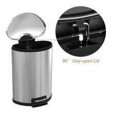 Kitchen Trash Can With Lid, 55 Liter/14.5 Gallon Semi Round Large Step Garbage Can, Soft Close Satin Stainless Steel Trash Bin For Bathroom Office - Multicolor - View 5