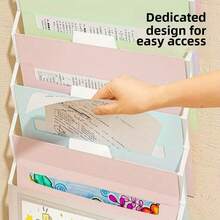 1 件 A4 尺寸渐变白色背景悬挂式文件整理器，带 6 个储物隔层，适合学校和办公室使用、日常居家生活、返校、学校用品 - 均碼 - 查看 4