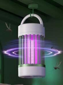 1pc Mute Electronic Insect Trap - USB-Powered Portable Bug Zapper With LED Ambiance Light, Durable Plastic Indoor/Outdoor Mosquito Killer For Camping & Home, No Chemicals, Design, Mosquito Zapper, Outdoor Pest Control, Modern Cylindrical Shape, USB Powered Device, Compact Design, Lightweight Construction, Home Users