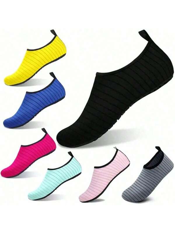 1pair Quick-Dry Water Shoes, Rubber Non-Slip Bottom Beach Shoes With Soft Sole For Snorkeling, Sports Beach Shoes, Swimming, Boating, Hiking. Yoga Shoes, Floor Shoes, Surfing - Breathable And Lightweight, Women And Men Shoes Barefoot Quick-Dry Aqua Shoes., Beach Essentials, Beach Accessories, Pool Float