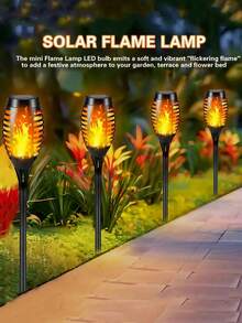 4/8/12 件户外太阳能手电筒，太阳能 LED 闪烁火焰灯，用于花园装饰，自动开/关，适用于草坪、庭院、小路、车道、景观照明