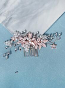 1 pièce Accessoire pour cheveux de mariée minimaliste avec perles et strass en or rose pour robe de mariée