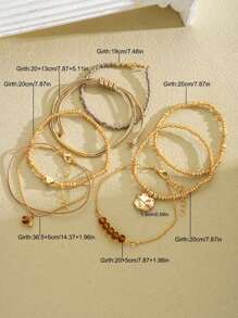 7pcs/Set Fashionable & Versatile CCB Material Heart-Shaped Pearl Bracelet Set, Suitable For Women's Daily, Date, Holiday, Party Outfit, Gift