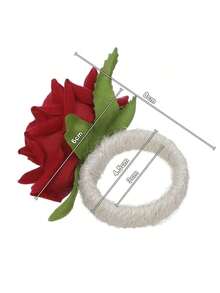 1 件多色随机玫瑰餐巾环，手工花餐巾架，人造玫瑰餐巾环，适用于情人节派对、婚礼餐桌装饰