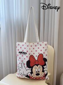 Disney 1 bolso de lona con diseño de Mickey/Winnie the Pooh/Goofy/Pluto/Minnie/Donald Duck/Daisy, bolso de hombro casual de playa, de gran capacidad y reutilizable para compras, con estampado floral para mujer, ideal para uso diario, salidas, compras o vuelta al colegio