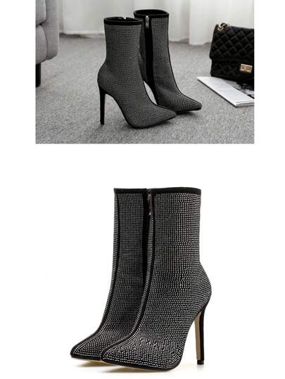 Damenstiefel - Spitz zulaufende High Heels - Damenstiefeletten - Stiletto High Heels - Partyschuhe für Damen - Damen High Heels im neuen Stil - Absatzhöhe 11,5 cm