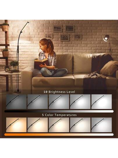 Yogle Circular Vloer Lamp 168 LED Remote Control, In Convertible Lamp/Table Lamp, 360° Adjustable Gooseneck [3 Temperature 10 Brightness Levels] view 6