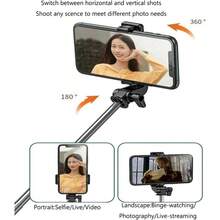 Selfie Stick Tripod,3 In 1 Extendable 360° Rotation Tripod Stand With Detachable Wireless Remote, Portable Mobile Phone Holder Compatible With IPhone,Android, - White - View 2