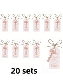 10 Sets Of Gift Sets For Key Bottle Openers, Including Thank-You Labels And Key Bottle Openers, Very Suitable Well As Small Gifts For Weddings, Birthdays, Parties, And Decorations