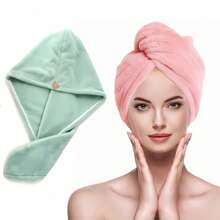 1 Stück ultra-weiches schnell trocknendes Haartuch mit Knopfverschluss, super saugfähige Mikrofaser-Haarturban, Haarzubehör, Badezimmerausstattung, geeignet für alle Haartypen