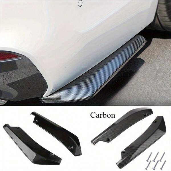 1 Paar Auto Front- und Heckschürzen Spoiler, abnehmbarer Kratschschutz Carbon Faser Seiten-Flügel-Seitenschweller Erweiterung, Auto Stoßstangen Aufprallschutz Zubehör