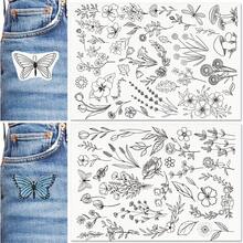 64 件水溶性刺绣稳定剂 2 件套，棒针绣花纸，预印花朵和叶子图案转印，适合手工缝纫爱好者和初学者（花朵） - 彩色 - 查看 2