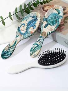 1 Peça Escova com Estampa de Tartaruga Marinha da Série Oceânica, Elementos Oceânicos de Náilon, Todo Tipo de Estação, Styling de Cabelo, Acessórios para Cabelo, Kit de Styling de Cabelo, Kit de Ferramentas para Cabelo, Conjunto de Styling de Cabelo