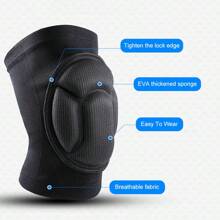 1 Pair - Thick Sponge EVA Knee Pads, Elastic Knitted Knee Brace, For Men& Women, Thick Breathable Sponge Knee Supports, Suitable For Dancing, Volleyball, Yoga, Household, Kneeling Activities, Black, Weight For 45-80kg
