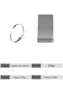 100pcs Stainless Steel Self-Locking Cable Ties, Rust-Proof, Corrosion-Resistant, High Temperature Resistant, Industrial Metal Zip Ties