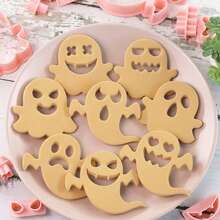 9 Stücke Mini Kürbis Keksform Set, DIY 3D Kürbis & Geist erhabenes Design Keksstempel, Keksausstecher Set für Zuckergusskzendekoration, Mini Lebkuchen Kuchenpralinem Form, Halloween Deko