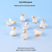 Mini Cute White Goose Figurine, Miniature Realistic Small Goose Cartoon Animal Decor, Healing Creative Desktop Ornament, Car Decor - Free Small Gift - Holiday Gift - Birthday Gift - Exquisite Gift