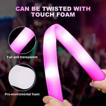102pcs LED Foam Light Stick 4 LED Light, Constant Light Mode, Glow, Perfect For Valentine's Day, Easter, Weddings, Carnivals, Concerts, Camping, Sporting Events, Bedrooms, Hotels, Parties,Graduation Decorations(Pink) - Pink - View 6