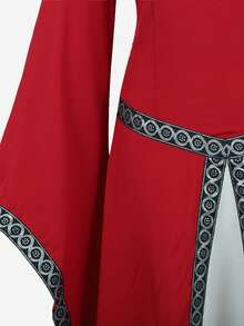 Renaissance Dresses For Women Costume Fairy Renaissance Dress Ball Gown Medieval Irish Peasant Dress,Vestido Negros Elegantes - 紅色 - 查看 5