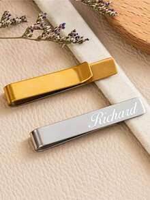 Customized 1pc Men's Tie Clip, Simple Style, Groomsman Proposal Gift Tie Clip, Suitable For Men, Special Occasions, Wedding Gifts - Multicolor - View 5