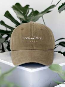 1pc White Bow Floral Print Baseball Cap With "PARK" Logo, Retro Fashion Dad Hat, Sunshade Casual Outdoor Cap, Suitable For Spring, Summer, Autumn Travel, Beach, Halloween, Holiday Gift