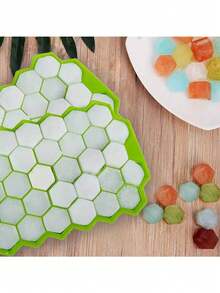 Silicone Honeycomb Ice Tray With Lid Design, Creatively Stackable 37 Compartments Ice Box, Easy To Demold Ice Tray Ice Mold - Multicolor - View 4