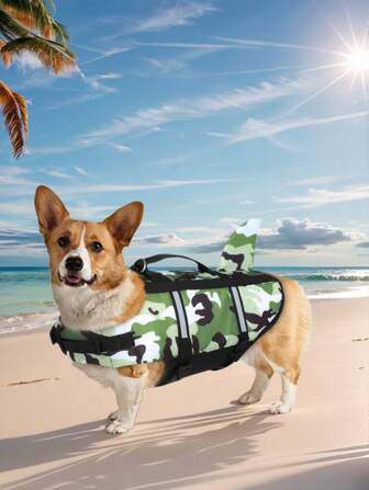 Camouflage Dog Life Jacket Vest, Pet Swimming Clothes For Outdoor Beach, Summer
