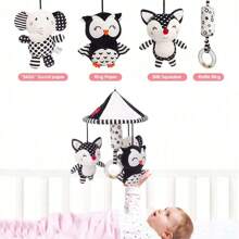 1pc High Contrast Black & White Animal (Fox, Owl, Elephant) Baby Crib Mobile, Soft Plush Hanging Toy For Stroller, Car Seat, Baby Rattle, Gifts For 0-12 Months Infants